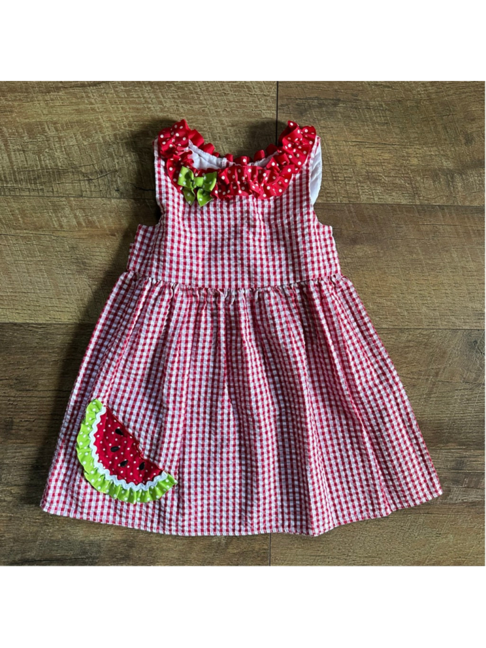 Girls Emily Rose Red White Gingham Watermelon Dress 3T